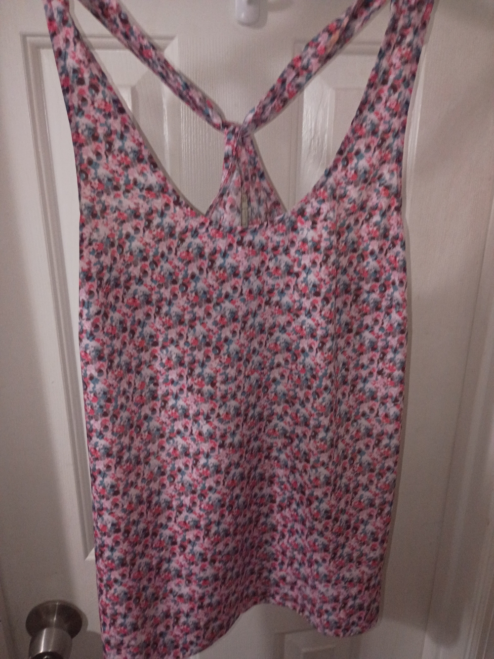 J. Crew Pink Floral Sleeveless Tank with Twist Back